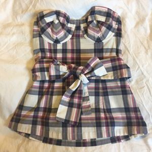 Moda International plaid strapless bustier top